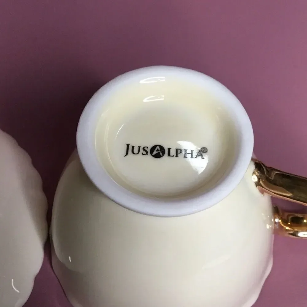 NWOB Jusalpha Light Yellow Rose Bone China Tea Coffee‎ & Saucer Cup  Set